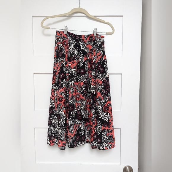 H&M Flare Floral Print Pleated Midi Skirt - Picture 9 of 9